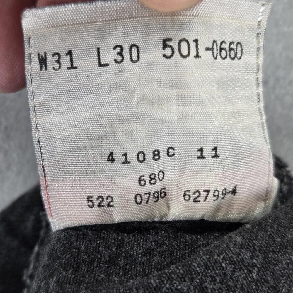 VTG Levis 501 Jeans‎ Mens Black Charcoal Wash Made In USA Altered Hem Fits 28x28